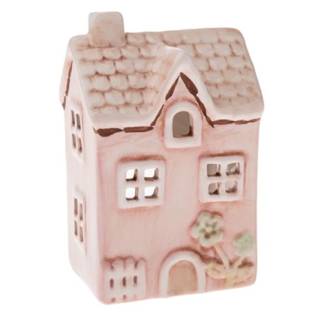 Świecznik domek na tealight dekoracja na urodziny różowy