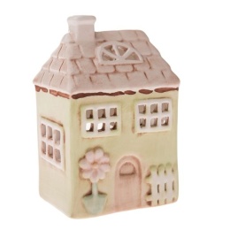 Świecznik domek ceramiczny zielony na tealight prezent