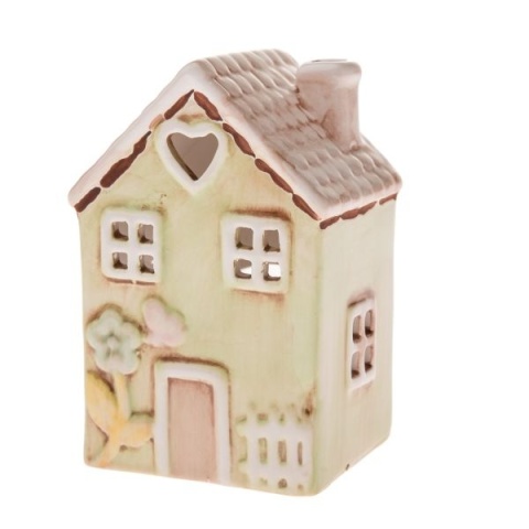 Świecznik domek dekoracja na tealight prezent pistacjowy