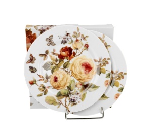 Talerze deserowe porcelanowe 2 szt Zahra róże na ciasto