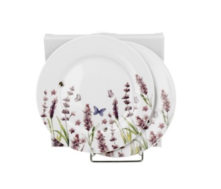 Talerze deserowe porcelanowe 2 szt lawenda na ciasto tort