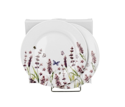 Talerze deserowe porcelanowe 2 szt lawenda na ciasto tort