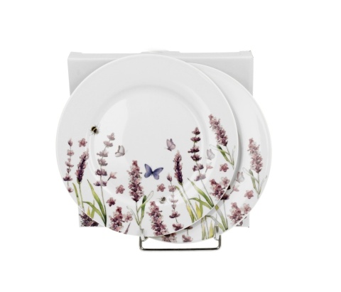 Talerze deserowe porcelanowe 2 szt lawenda na ciasto tort