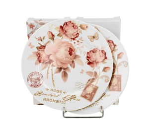 Talerze deserowe porcelanowe 2 szt Secesja róże na ciasto