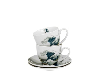 Filiżanki ze spodkami Wave na prezent fala komplet 2 szt