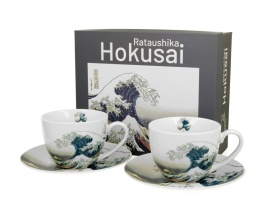 Filiżanki ze spodkami Wave na prezent fala komplet 2 szt