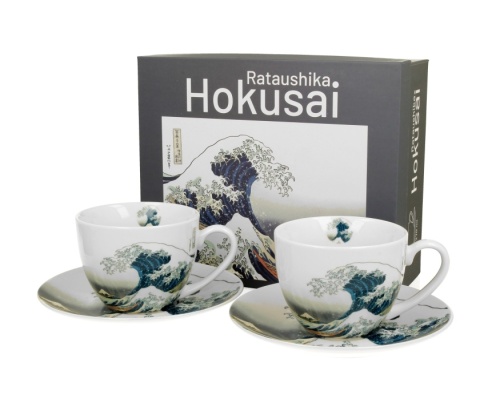 Filiżanki ze spodkami Wave na prezent fala komplet 2 szt