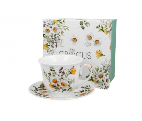 Filiżanka spodek daisy na prezent stokrotki porcelana