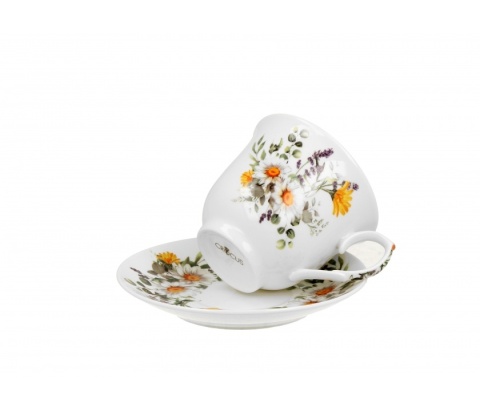 Filiżanka spodek daisy na prezent stokrotki porcelana