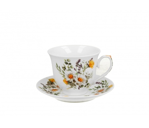 Filiżanka spodek daisy na prezent stokrotki porcelana