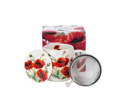 Zestaw kubek z zaparzaczem do herbaty Classic Poppies maki