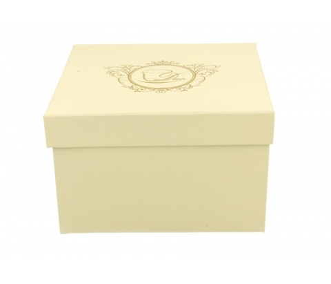 Kubek zaparzacz sitko pokrywka Clark ecru porcelana złoty