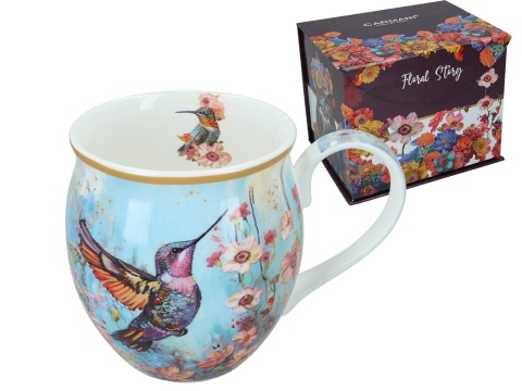 Kubek beczułka do kawy na prezent koliber carmani kwiaty