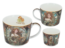 Filiżanka spodek komplet do herbaty kawy Mucha Carmani