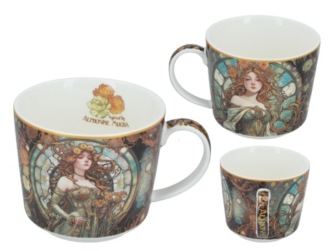 Filiżanka spodek komplet do herbaty kawy Mucha Carmani