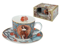 Filiżanka spodek zestaw do kawy herbaty Mucha Carmani