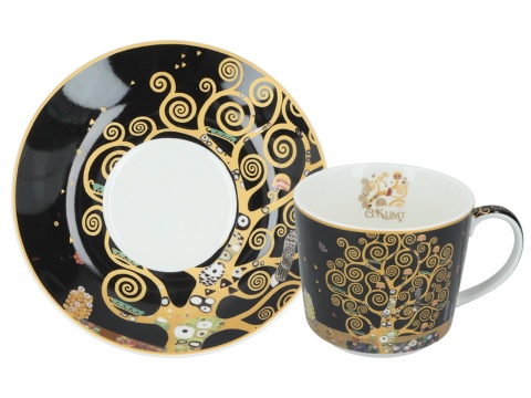 Filiżanka ze spodkiem Klimt Drzewo życia Carmani do kawy