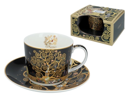 Filiżanka ze spodkiem Klimt Drzewo życia Carmani do kawy
