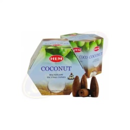 Kadzidła zapachowe stożkowe Backflow Coconut 40 szt kokos