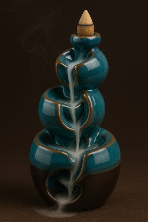 Kominek ceramiczny na kadzidło zapachowe Backflow turkus