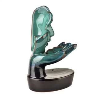 Kominek na kadzidło zapachowe Backflow ceramika turkus twarz