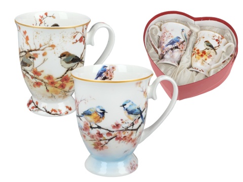 Kubki porcelana zestaw 2 szt na prezent Lozano Ptaki Carmani