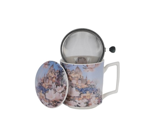 Kubek sitko filtr modern city of magnolias zestaw na prezent