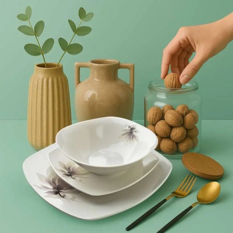 Serwis obiadowy magnolia porcelana prezent komplet 6 osób