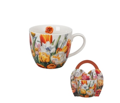 Kubek do herbaty tulipany w obwolucie na dzień kobiet