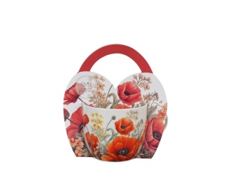 Kubek do herbaty porcelana maki w obwolucie na prezent