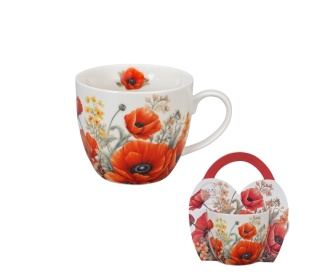 Kubek do herbaty porcelana maki w obwolucie na prezent