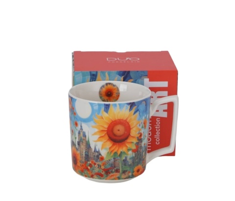 Kubek kubas do herbaty modern art Sunflower porcelana
