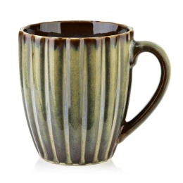 Kubek porcelanowy do kawy herbaty tłoczony wzór evie green