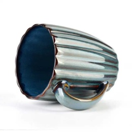 Kubek porcelanowy do kawy herbaty tłoczony wzór evie dark