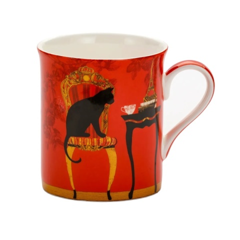 Kubek prosty czarny kot na prezent do herbaty kawy cat