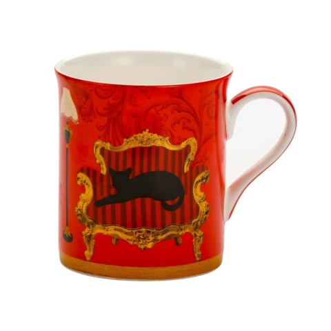 Kubek prosty czarny kot na prezent do herbaty kawy cat