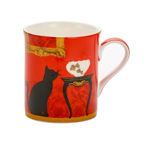 Kubek prosty czarny kot na urodziny do herbaty kawy