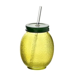 Kubek szklany do soku szklana rurka słomka cytryna Modern