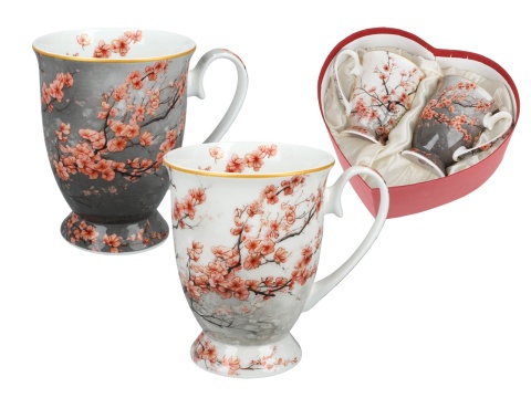 Kubki do herbaty porcelana zestaw 2szt Lozano Kwiaty Carmani