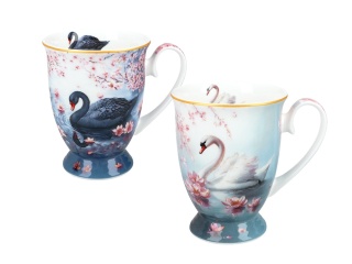 Kubki porcelana do kawy komplet 2szt Lozano Łabędzie Carmani