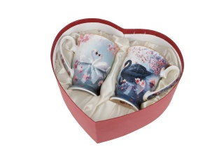 Kubki porcelana do kawy komplet 2szt Lozano Łabędzie Carmani