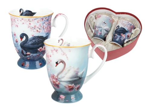 Kubki porcelana do kawy komplet 2szt Lozano Łabędzie Carmani