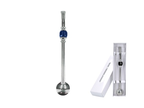 Bombilla stalowa do herbaty yerba mate granatowa wycior