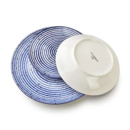 Zestaw obiadowy stripes porcelana prezent serwis 6 osób blue