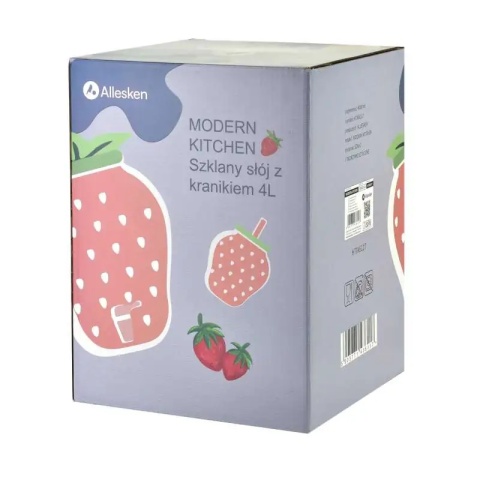 Słój butelka szklana z kranikiem kranem 4 l truskawka