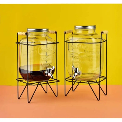 Słój szklany z kranikiem 5 l modern na stelażu