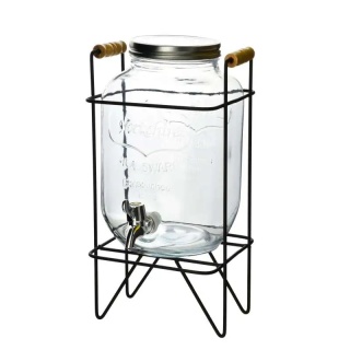 Słój szklany z kranikiem 5 l modern na stelażu