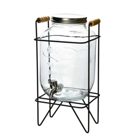Słój szklany z kranikiem 5 l modern na stelażu