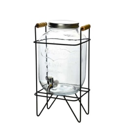 Słój szklany z kranikiem 4 l modern na stelażu do napojów