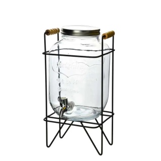 Słój szklany z kranikiem 4 l modern na stelażu do napojów